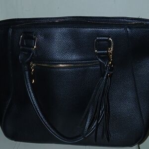 G.H. Bass & Co. Black Faux Pebbled Leather Large Woman’s Satchel Tote Bag